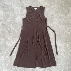 Orvis Ladies Maxi Dress Brown Size Large 16 Pleated Cottage Lagen Prairie